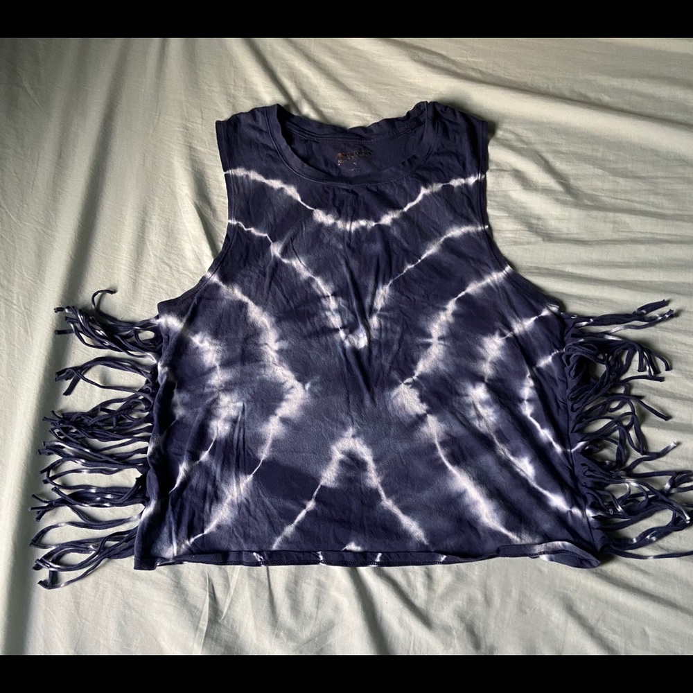 Tie dye fringe tank top